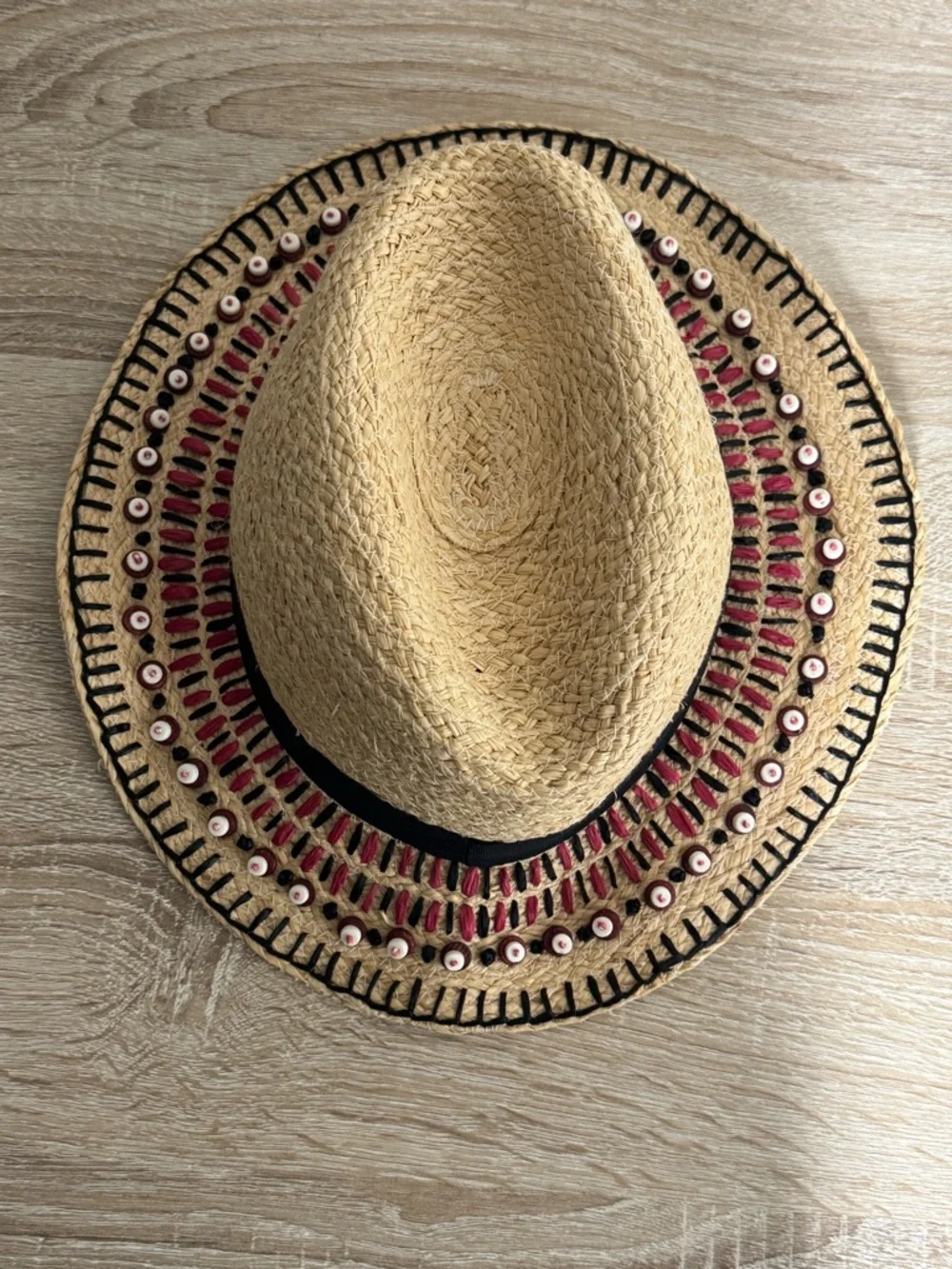 Tory Burch natural straw panama fedora boho hat OS